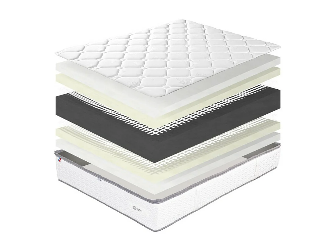 Matelas Iris (20 cm),mousse haute densité, ferme, face été/hiver et Oreiller, 140x200cm
