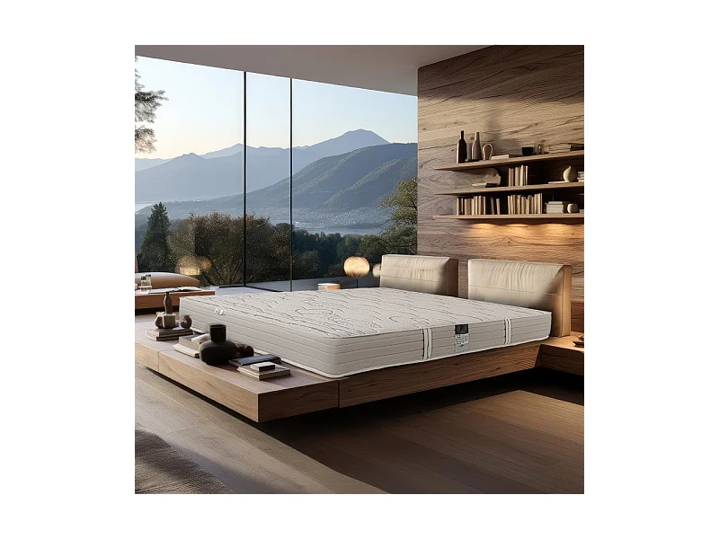 Matelas OrganicCotton, 24cm, mousse haute densité, indépendance du couchage, face été/hiver, 180x200cm
