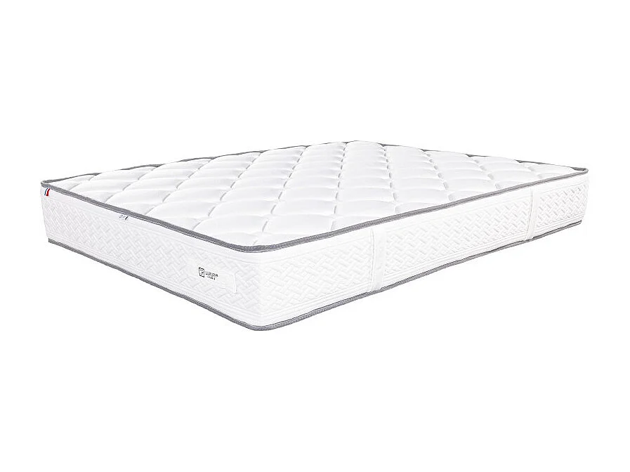 Ensemble Complet Matelas Iris (20 cm) ferme,Sommier beige (20cm) , Tête de lit,Oreiller et Couette, 140x190cm