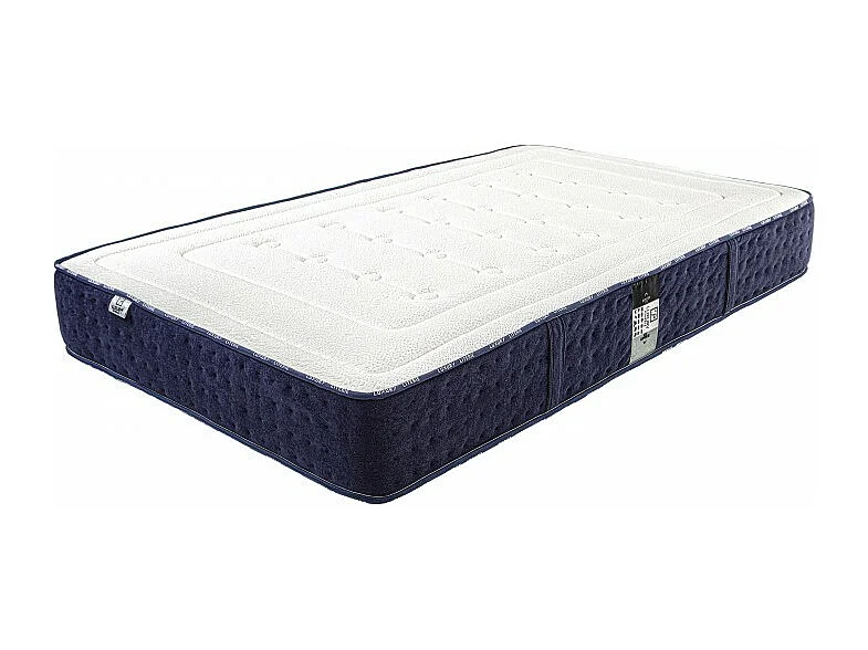 Ensemble complet Matelas Nuage(24 cm), Sommier beige(20cm), Tête de Lit, oreiller et couette, matelas mi-ferme, face été/hiver, 90x190cm