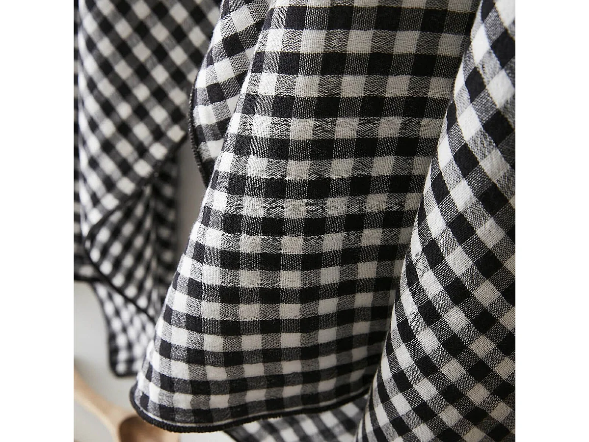 JOEL - Lot de 2 Essuie-mains 50x70cm Gaze de Coton Vichy Coloris Truffe