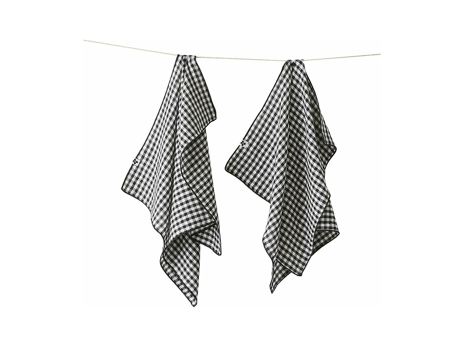 JOEL - Lot de 2 Essuie-mains 50x70cm Gaze de Coton Vichy Coloris Truffe