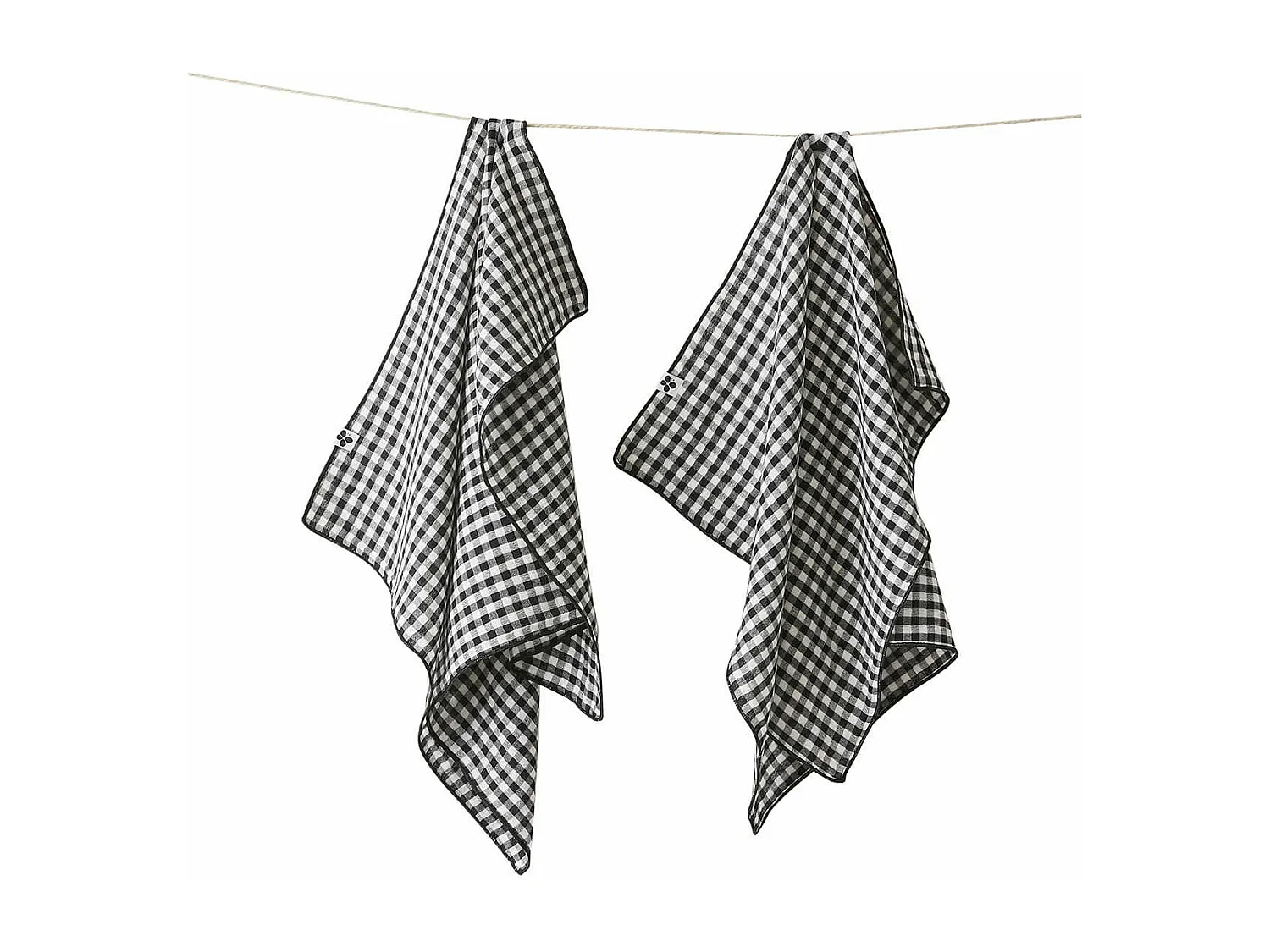 JOEL - Lot de 2 Essuie-mains 50x70cm Gaze de Coton Vichy Coloris Truffe