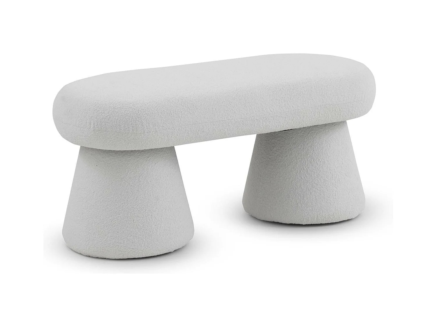 Banc tapissé avec structure et pieds en boucle blanche