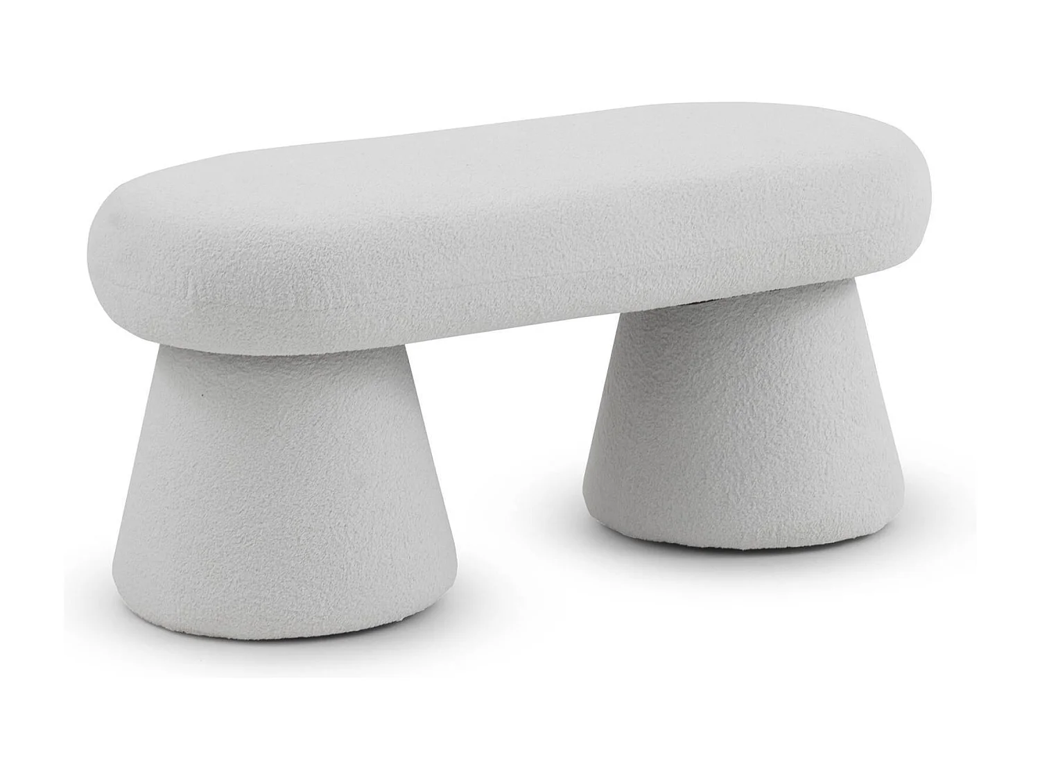 Banco estofado com estrutura e pernas em boucle branco