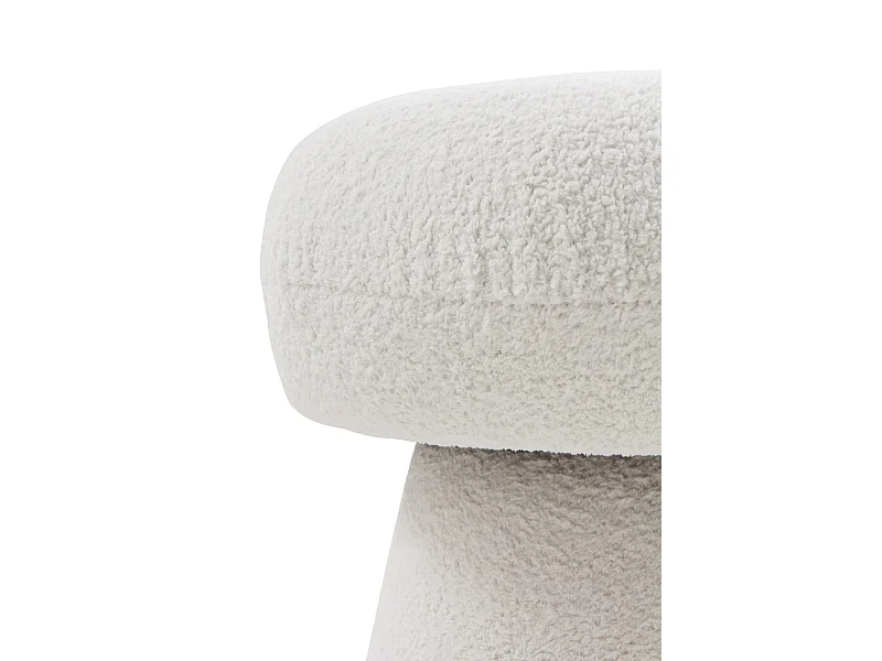 Banco estofado com estrutura e pernas em boucle branco