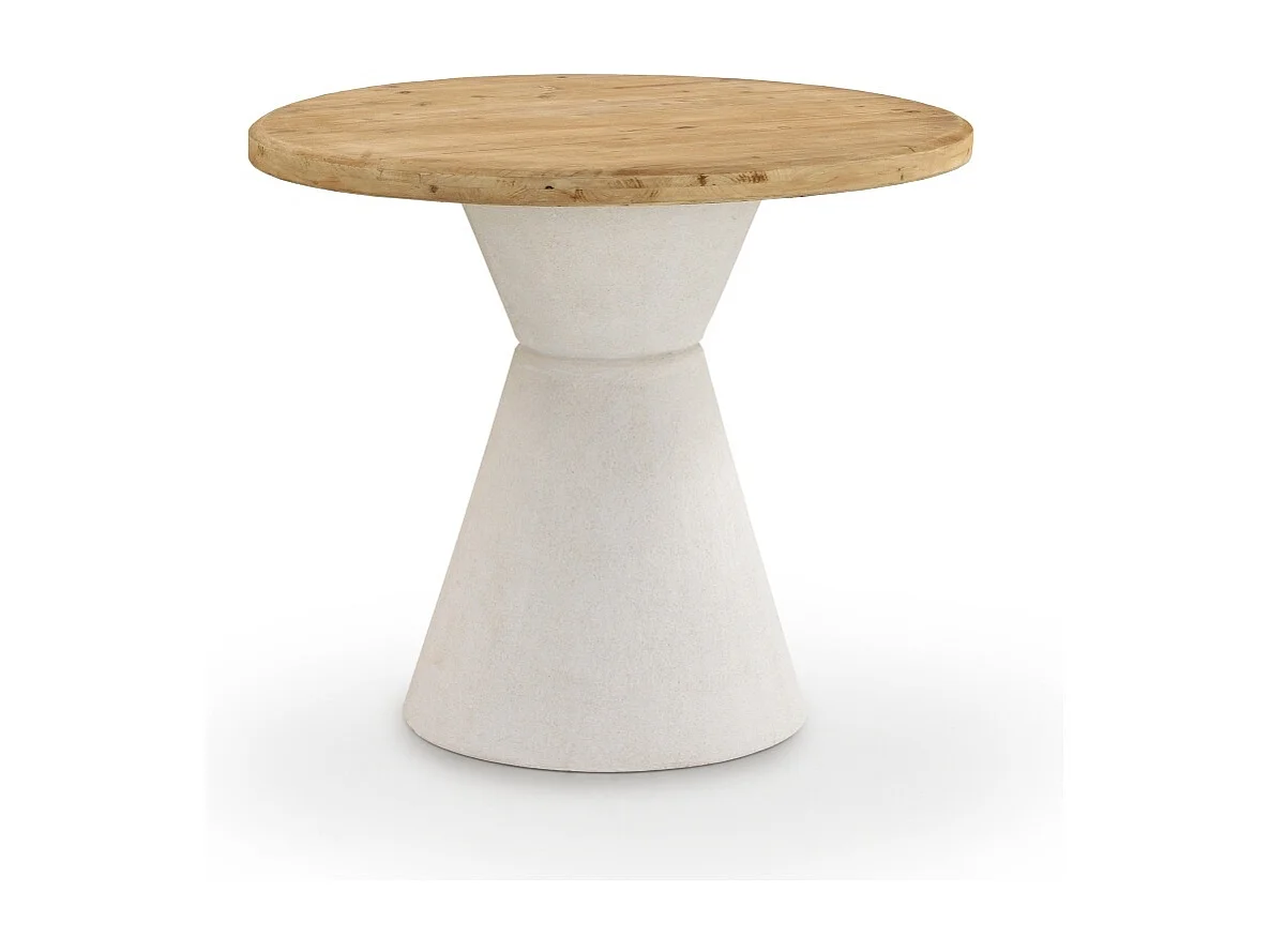 Table de salle à manger en bois de sapin et base en polyrésine