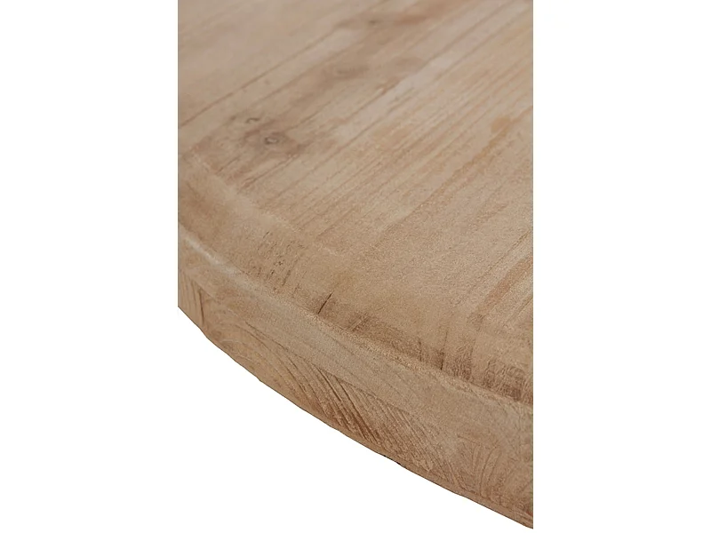 Mesa de comedor redonda en madera de abeto y base de poliresina blanca