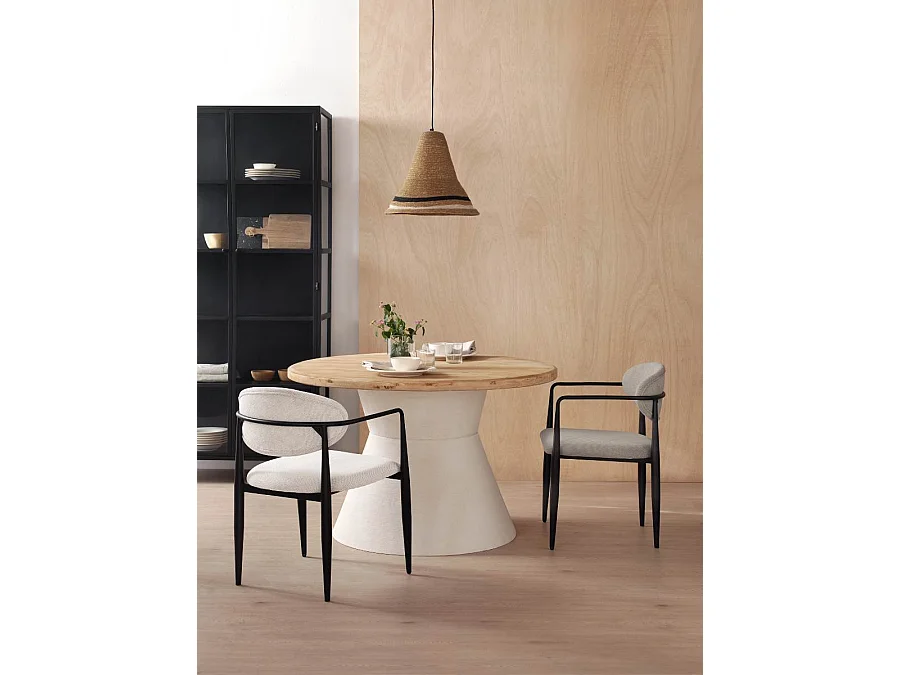 Table de salle à manger en bois d'épicéa et base en polyrésine