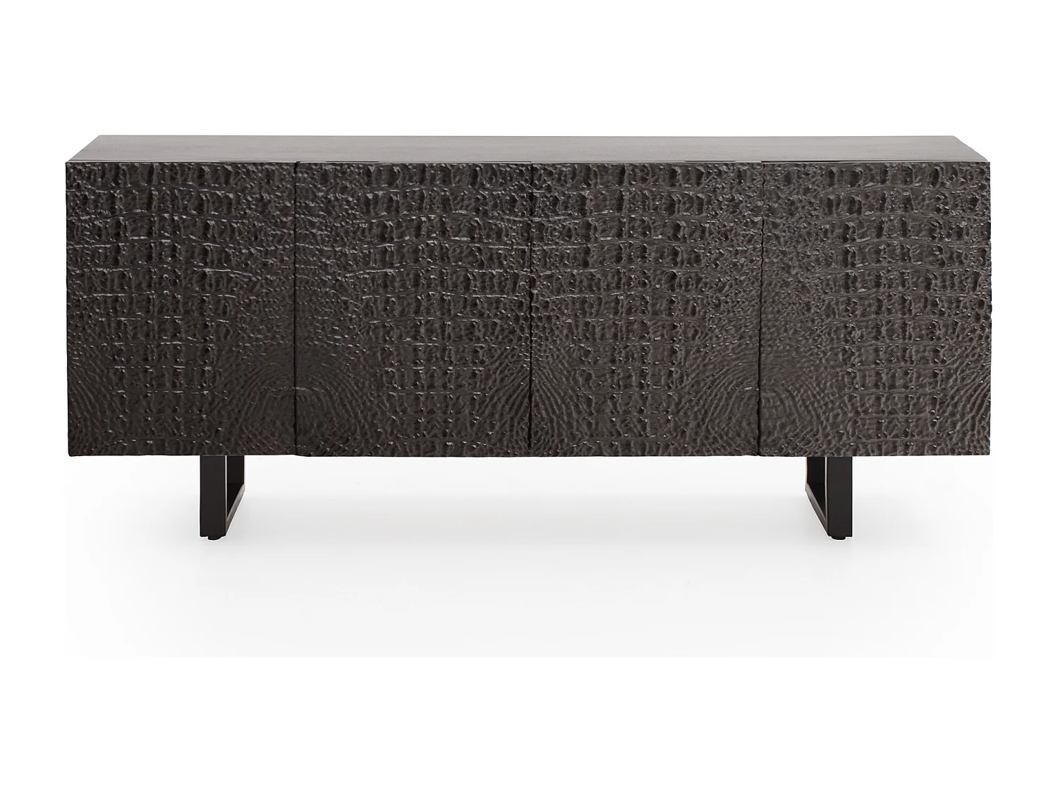 Credenza 4 ante legno di mango imitazione coccodrillo nero
