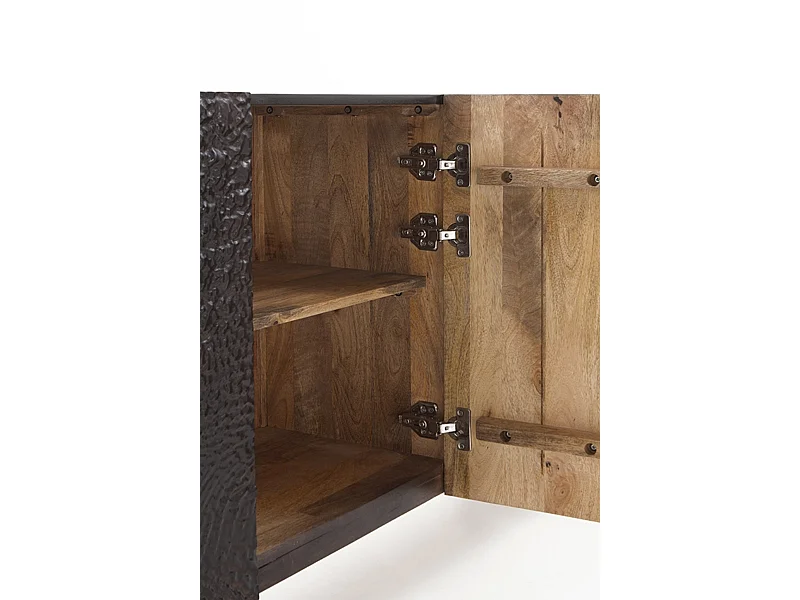 Credenza 4 ante legno di mango imitazione coccodrillo nero