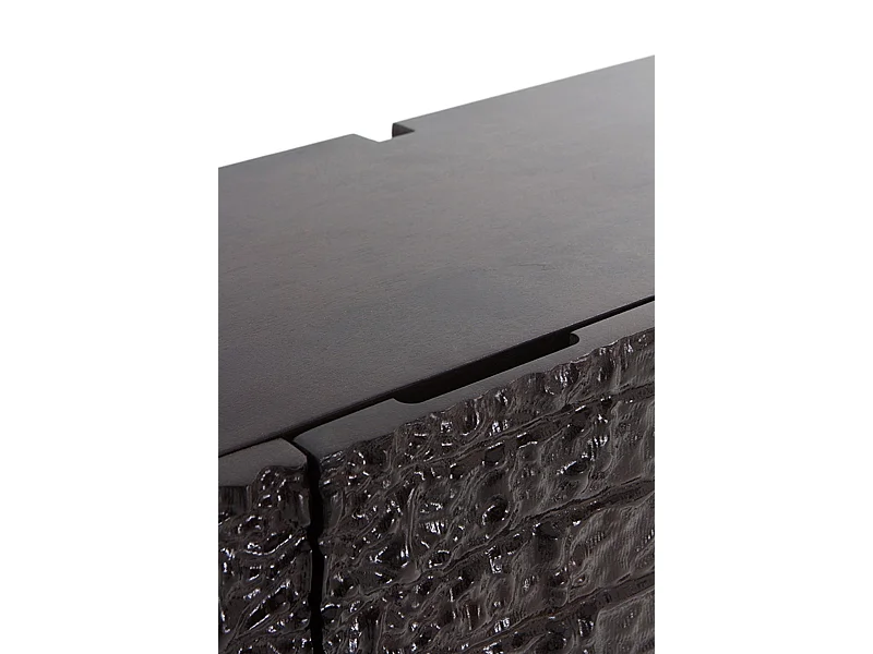 Credenza 4 ante legno di mango imitazione coccodrillo nero