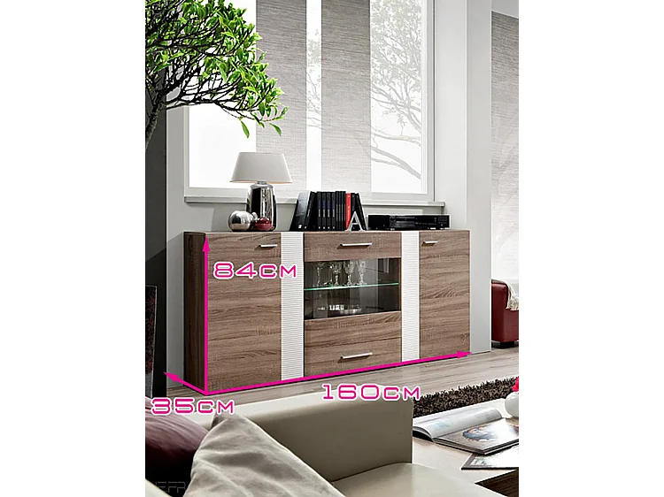 Aleppo bahut contemporain 160 cm pour la salle à manger LEDS