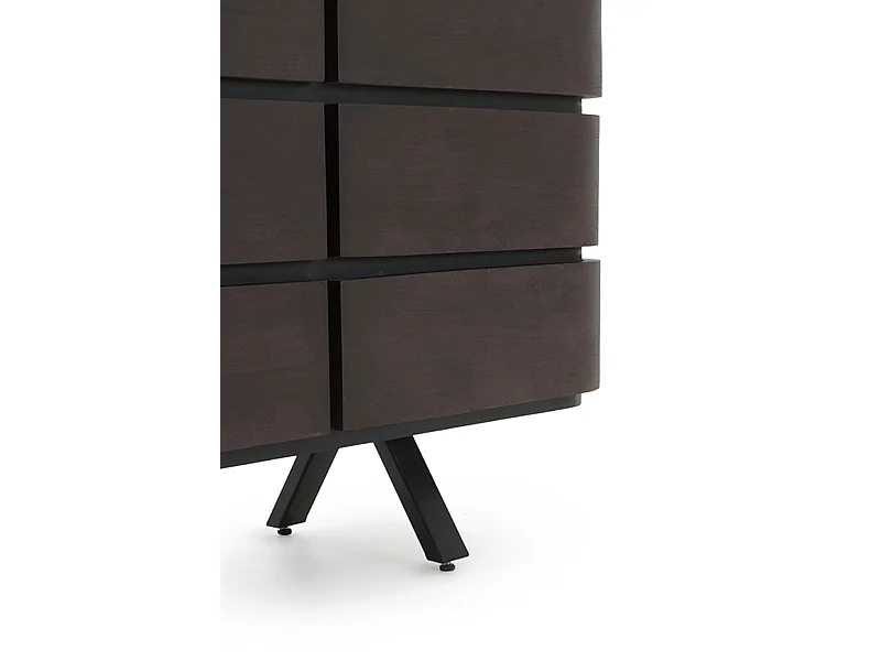 Credenza 9 cassetti impiallacciata wengue con gambe in metallo
