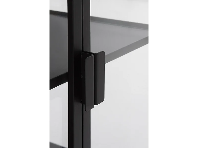 Aparador puertas y laterales de cristal estructura metal negra