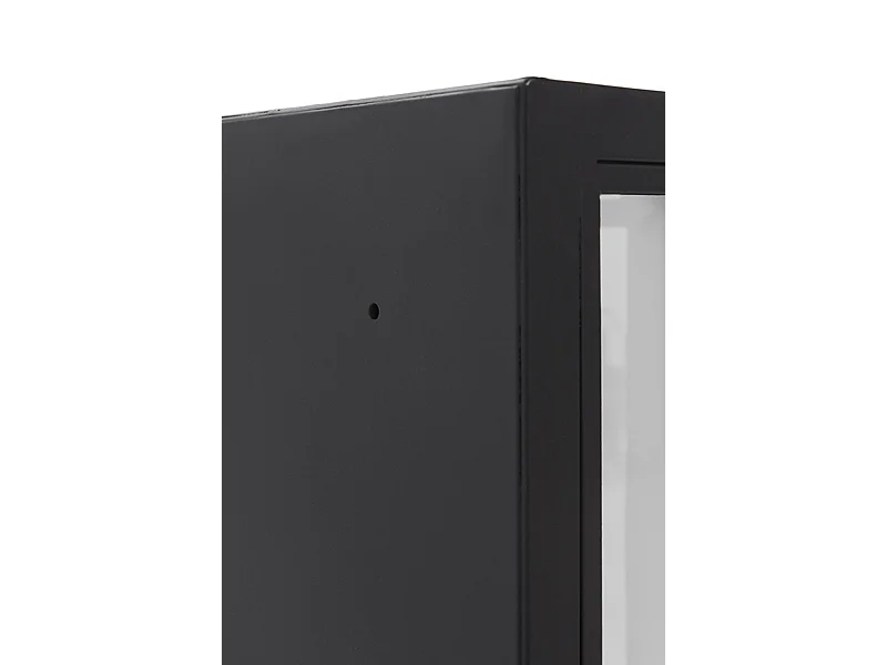 Credenza con ante e fianchi in vetro, struttura in metallo nero