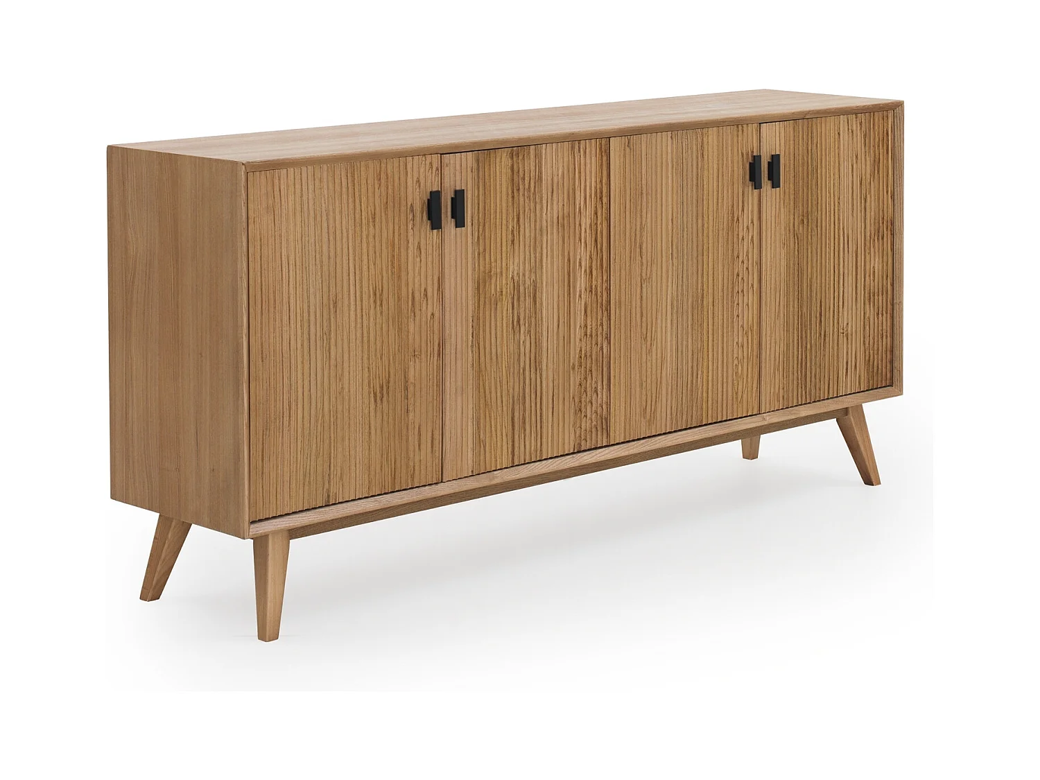 Buffet à quatre portes plaqué en frêne naturel