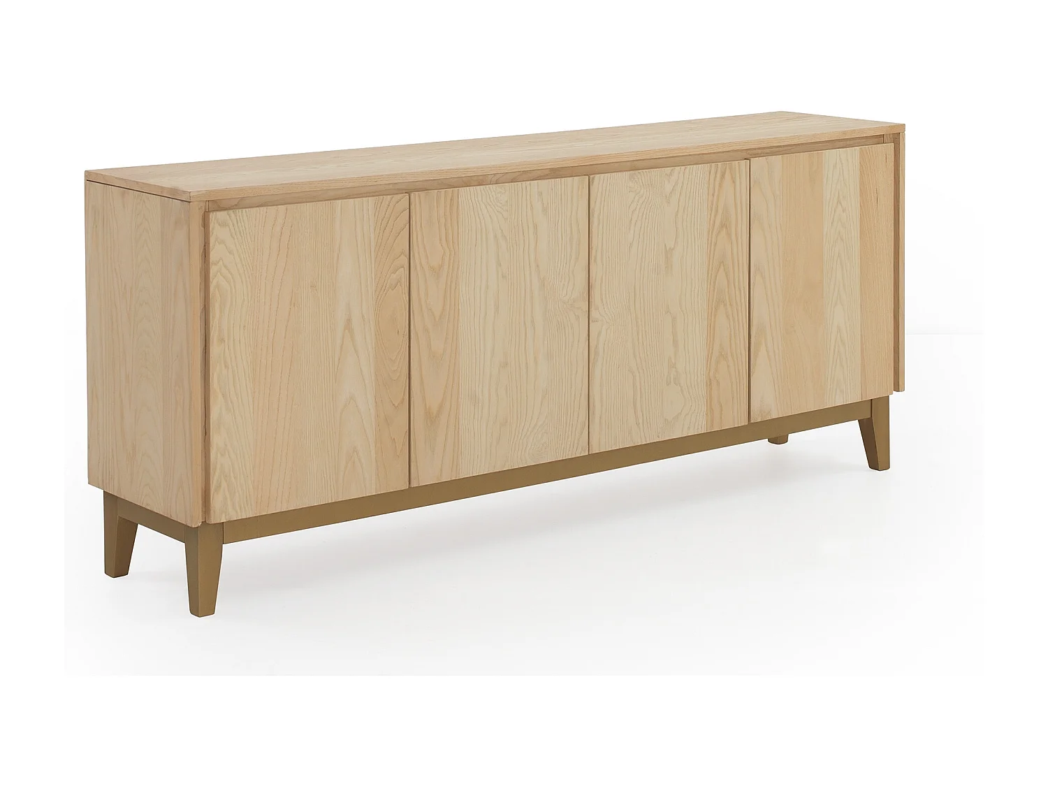 Credenza 4 ante impiallacciata frassino con gambe in legno di mango