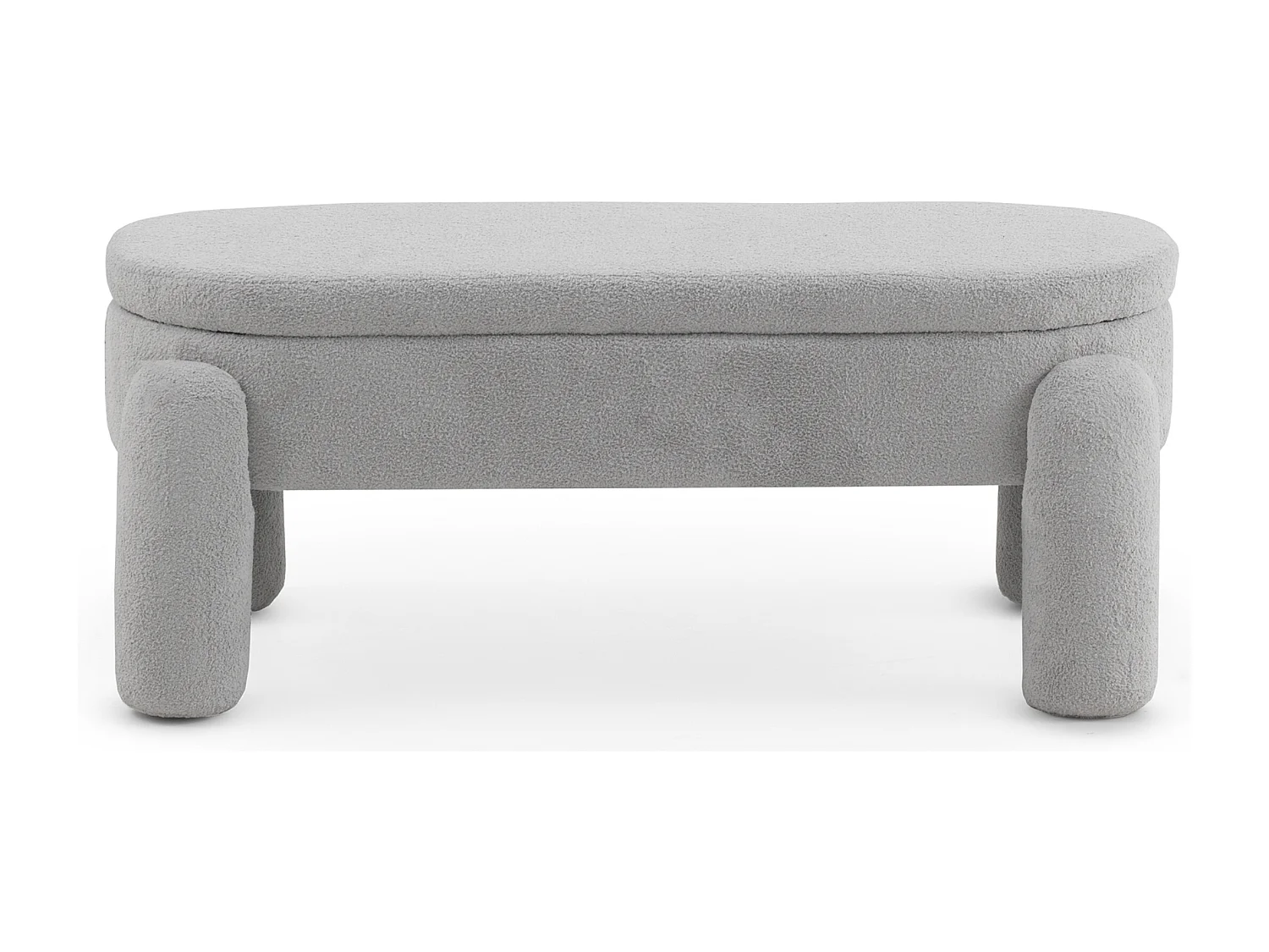 Tabouret-baul avec structure et pieds tapissés en boucle gris clair