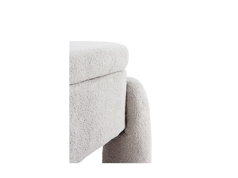 Hocker-Baul mit Struktur und Beinen gepolstert in hellgrauem Boucle
