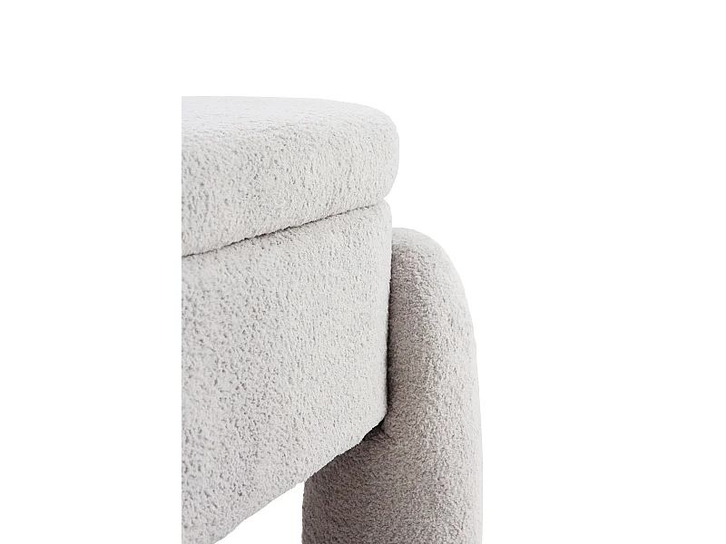 Hocker-Baul mit Struktur und Beinen gepolstert in hellgrauem Boucle