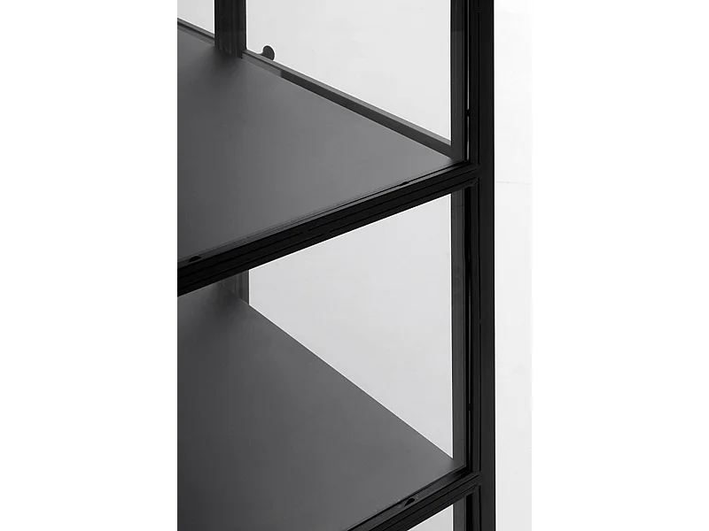 Vitrina puertas y laterales de cristal estructura metal negra