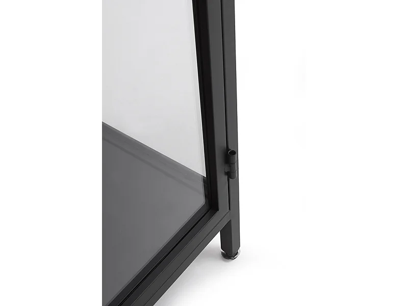 Vitrina puertas y laterales de cristal estructura metal negra