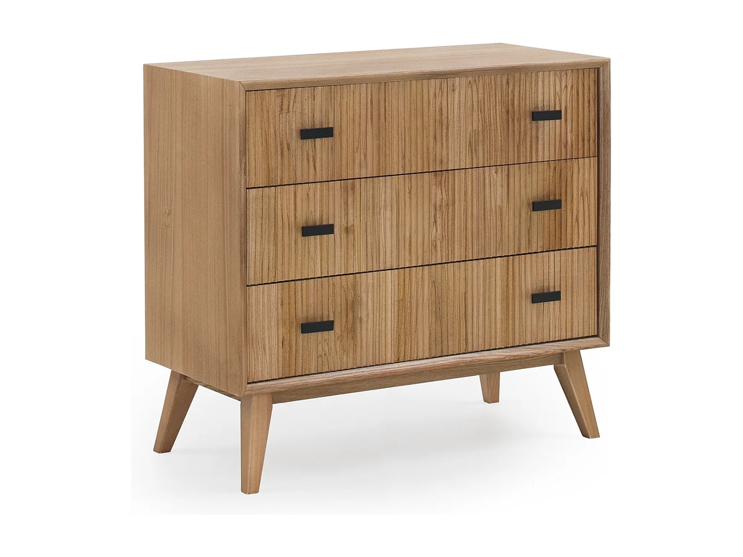 Kommode mit 3 Schubladen, furniert in Esche naturfarben