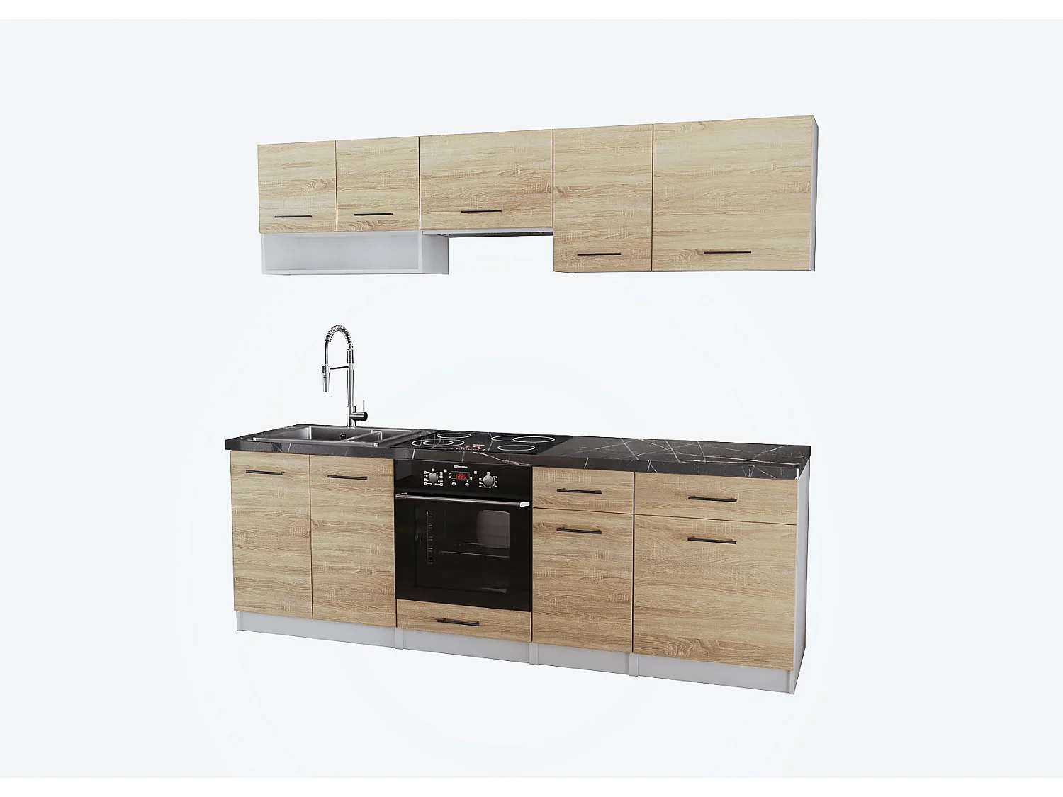 Cuisine Viki bois chêne vif 8 éléments 240 cm 18 mm