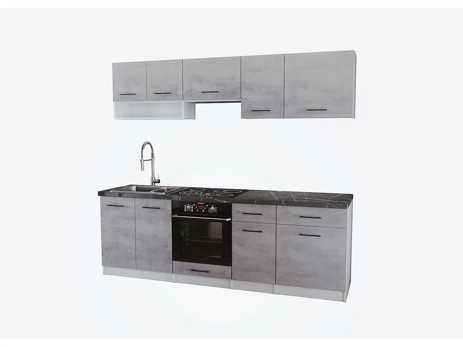 Cuisine Viki finition beton 8 éléments 240 cm 18 mm