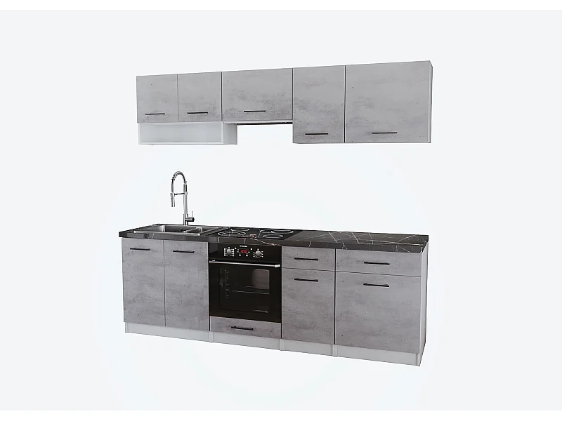Cuisine Viki finition beton 8 éléments 240 cm 18 mm