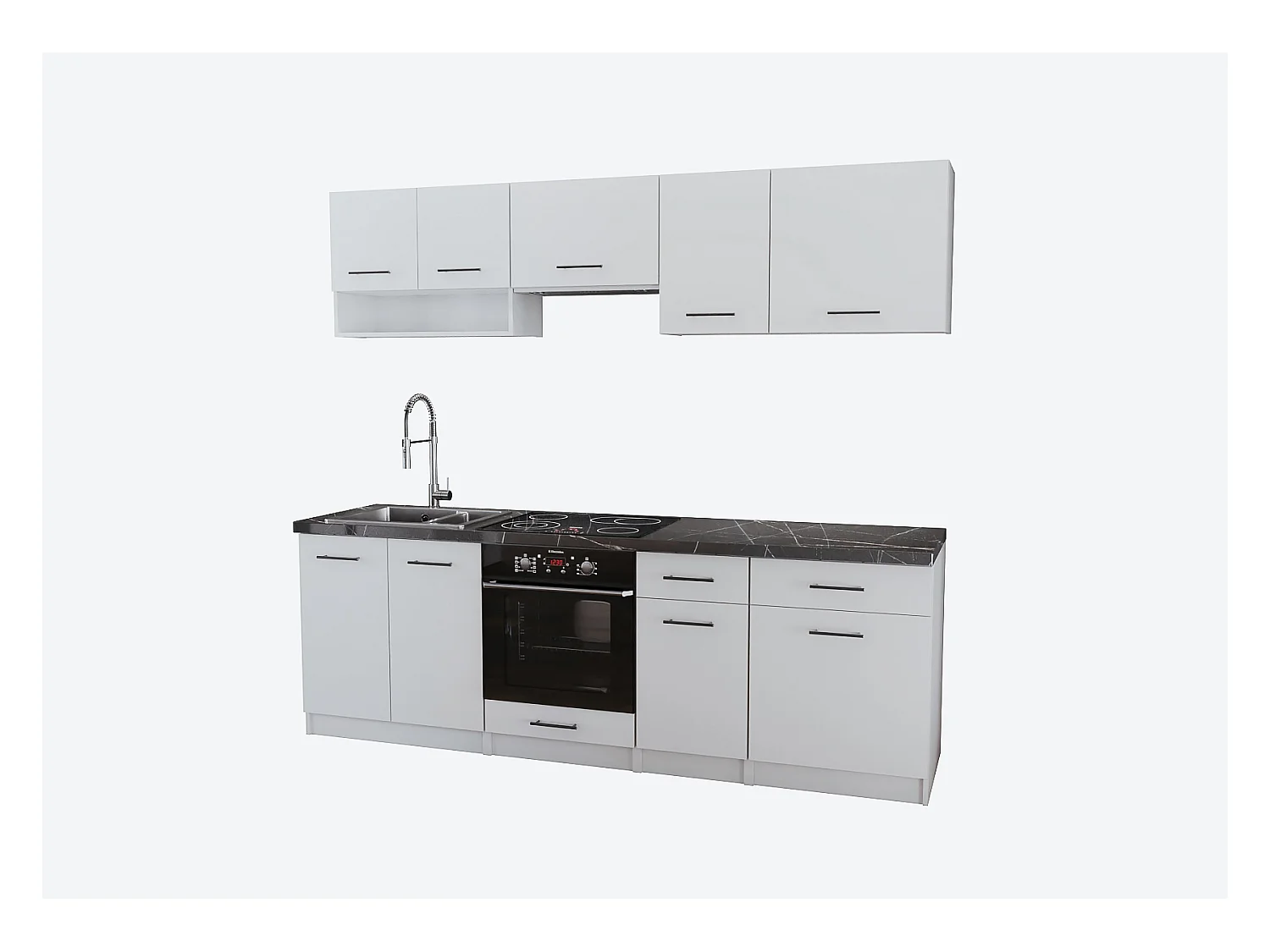 Cuisine Viki finition blanc mat 8 éléments 240 cm 18 mm