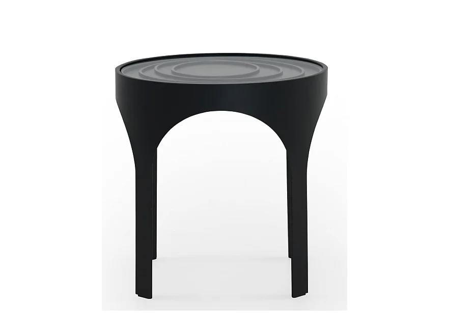 Table basse avec plateau en verre en métal noir