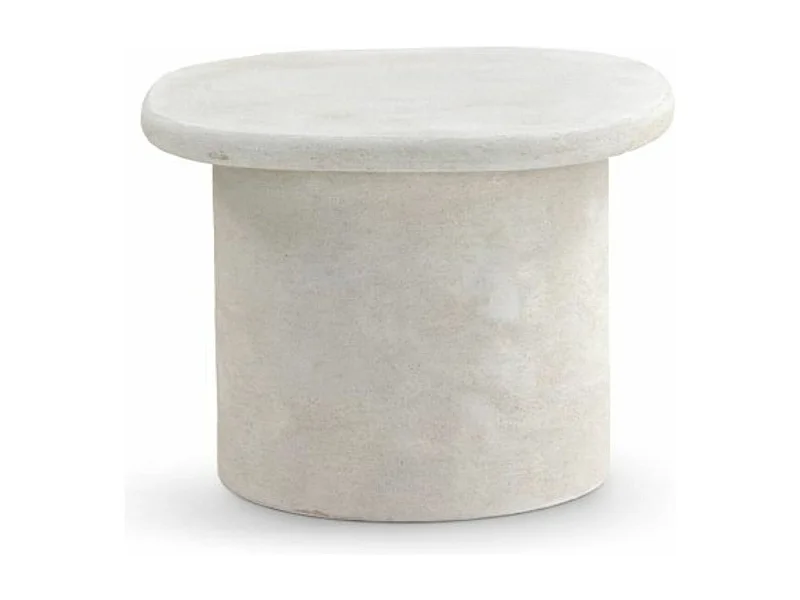 Weißer zementfarbener Couchtisch aus Polyresin