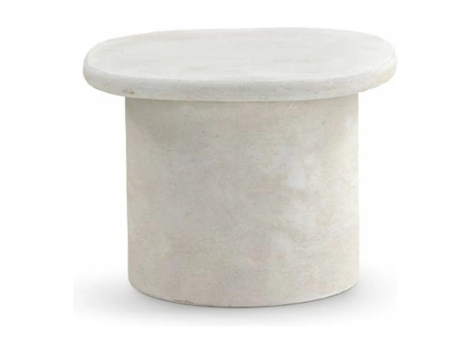 Weißer zementfarbener Couchtisch aus Polyresin