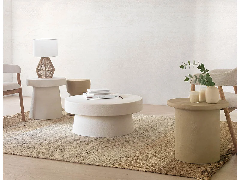 Mesa de centro color cemento arena de poliresina