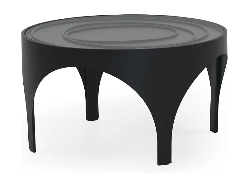 Mesa de centro de metal preto com vidro