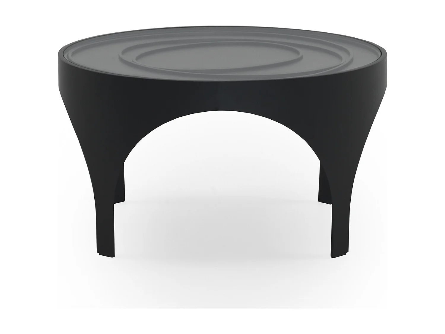 Couchtisch aus schwarzem Metall mit Glas