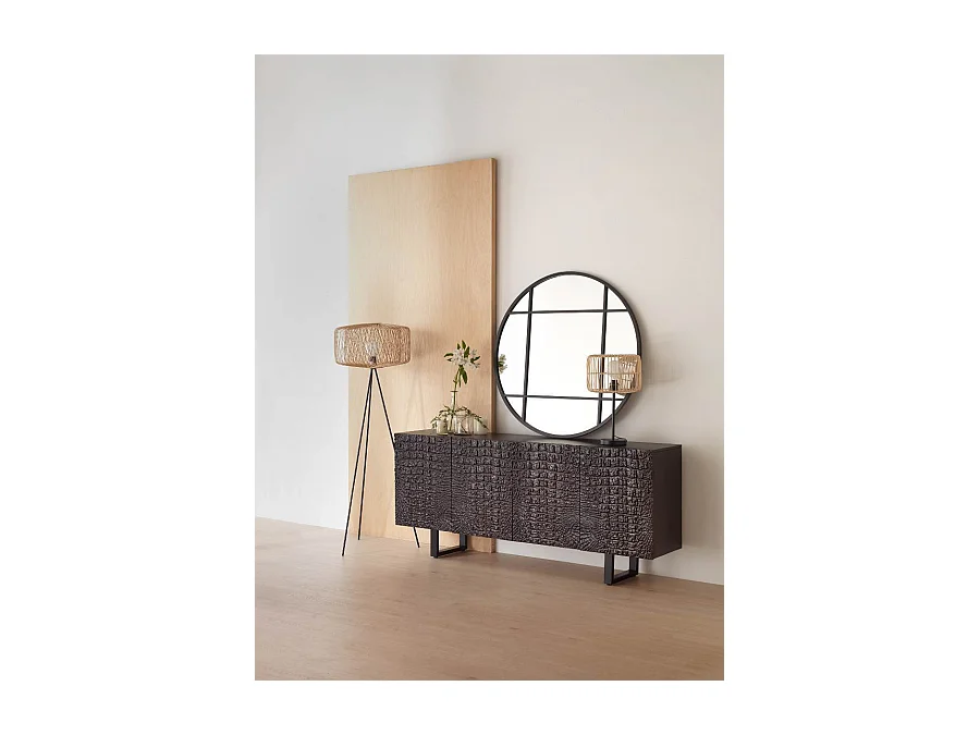 Espejo redondo diametro 100 estructura metal negra