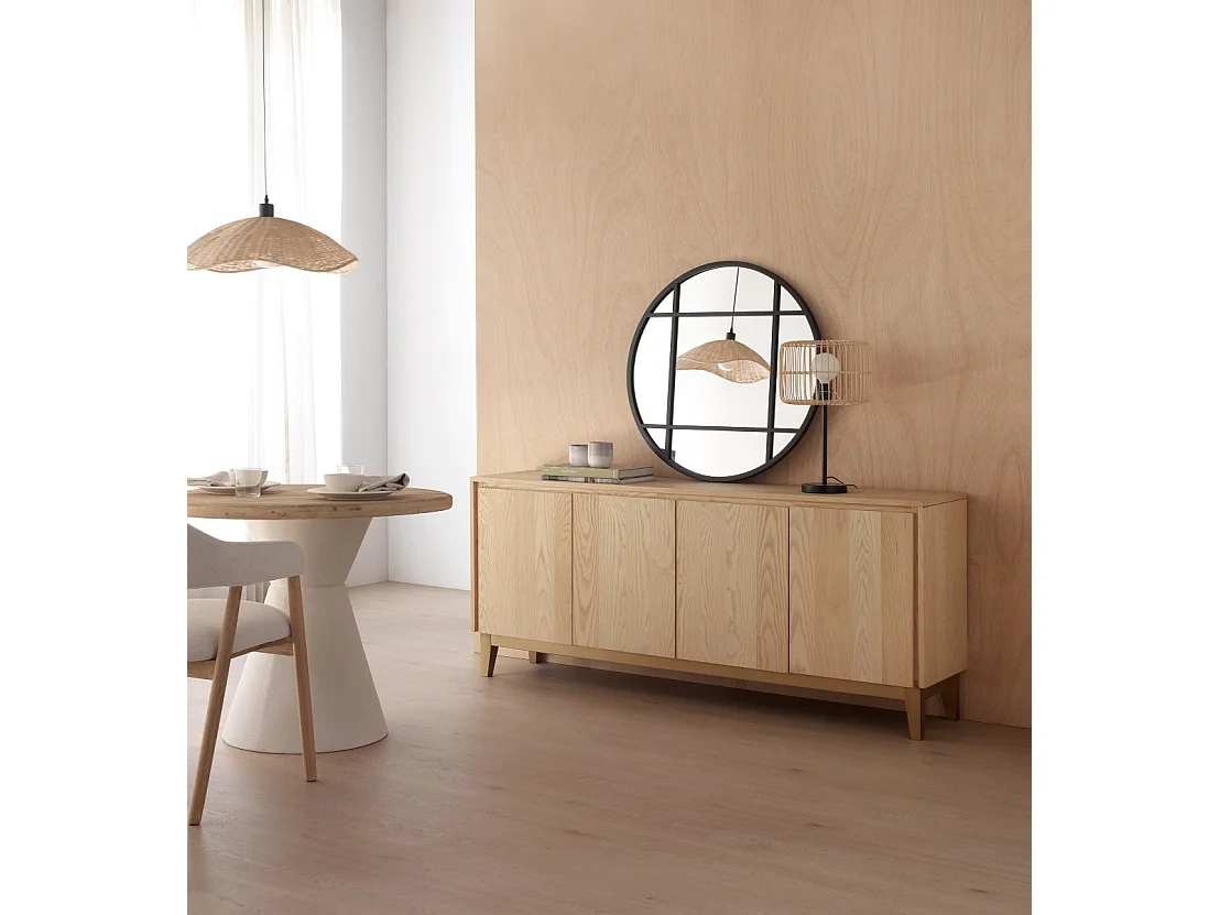 Espejo redondo diametro 80 estructura metal negra