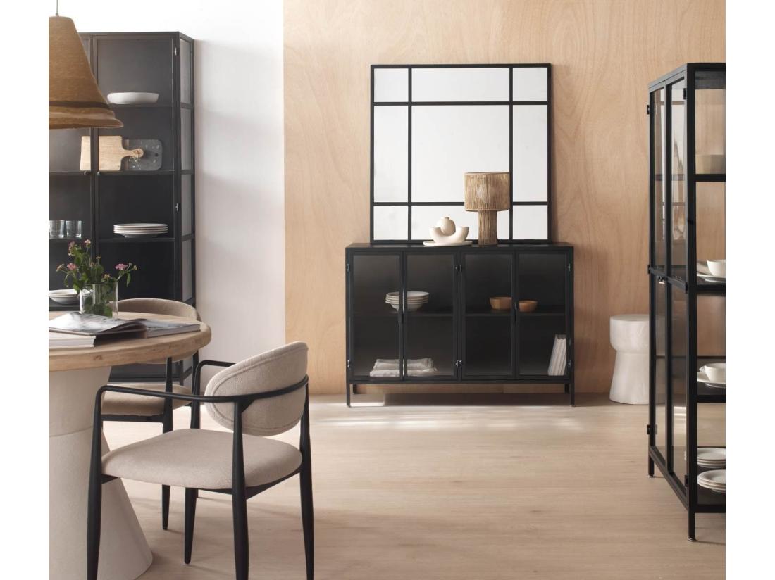 vente unique Miroir carré 120x120 avec structure en métal noir