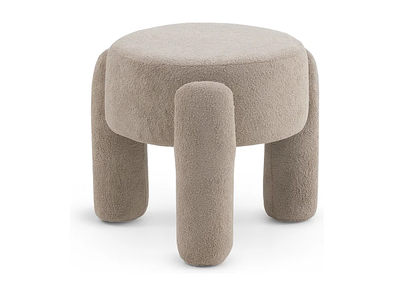 Pouffe Struktur und Beine gepolstert in Boucle taupe