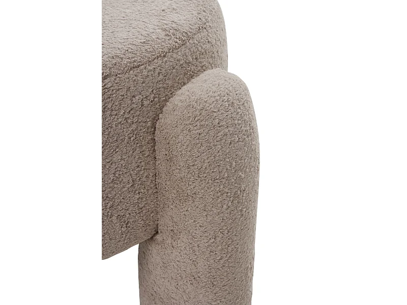 Structure du pouf et pieds tapissés en boucle taupe