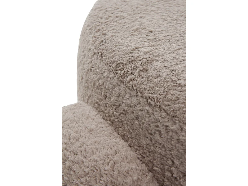 Structure du pouf et pieds tapissés en boucle taupe