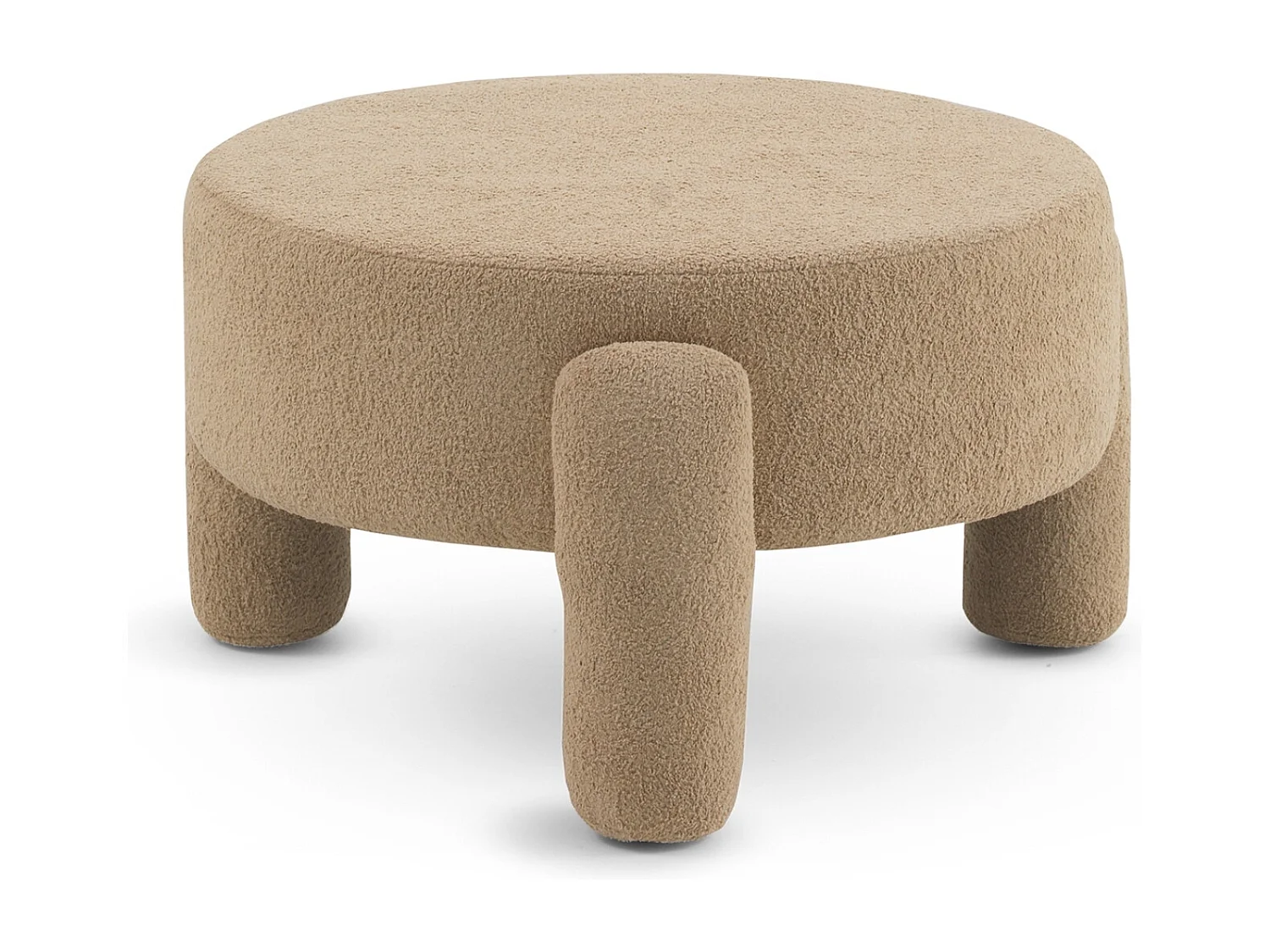 Struttura del pouf e gambe imbottite in bouclé beige