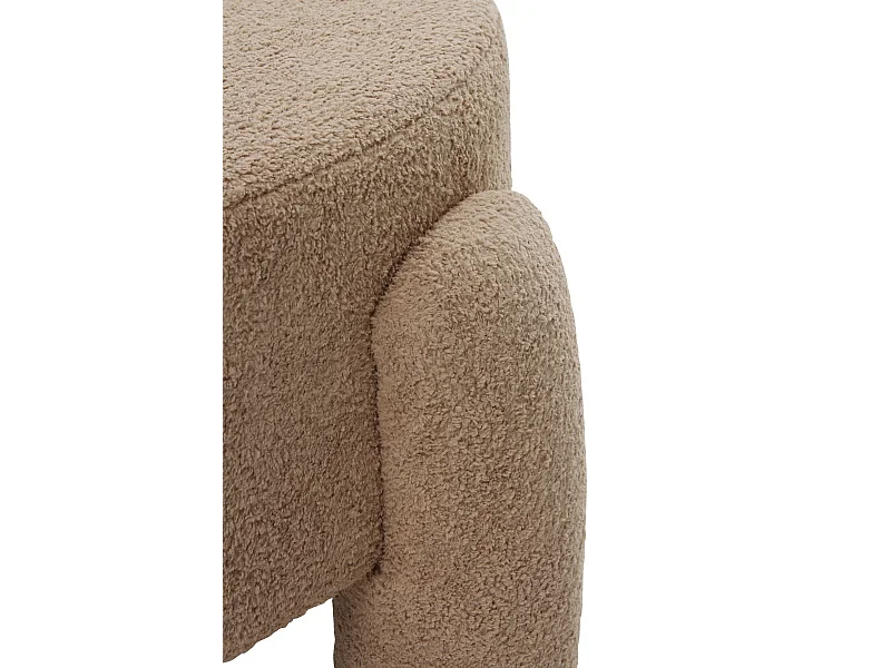 Struttura del pouf e gambe imbottite in bouclé beige