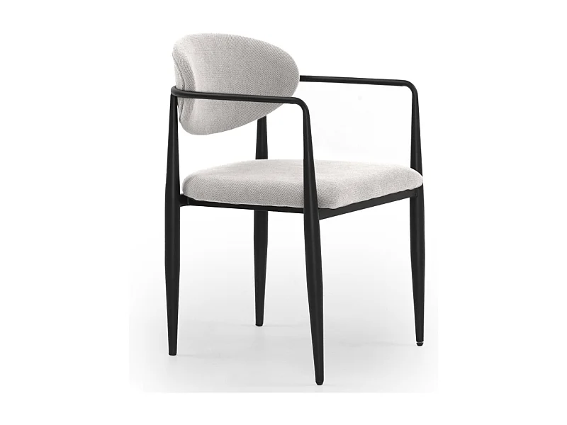 Set 4 poltrone imbottite in ciniglia di marmo con gambe in metallo nero