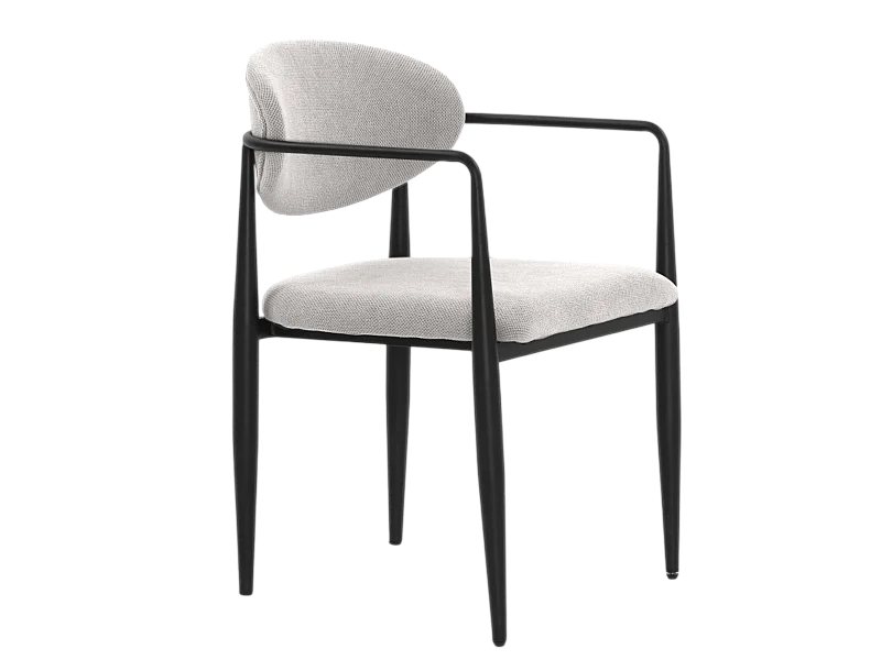 Packung mit 4 gepolsterten Sesseln aus Chenille in Marmor