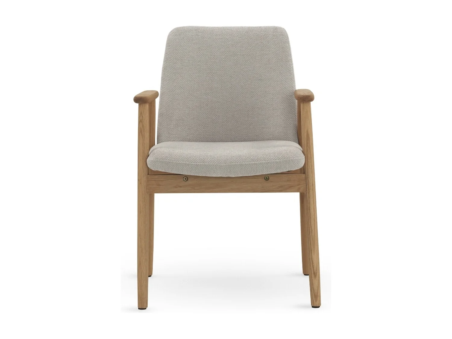 Lot de 4 fauteuils avec accoudoirs en chêne naturel recouverts de tissu beige