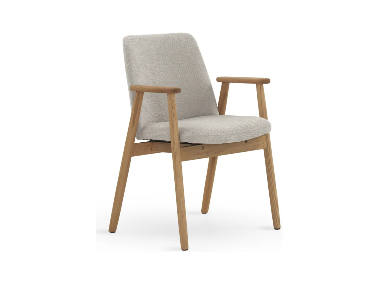 Lot de 4 fauteuils en bois de chêne naturel tapissé en beige